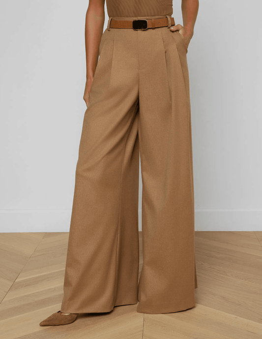 Front of L'AGENCE Chelsy Wide Leg Pant in Dark Macchiato