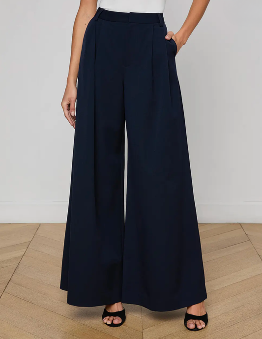 L'AGENCE Chelsy Wide Leg Pant in Midnight