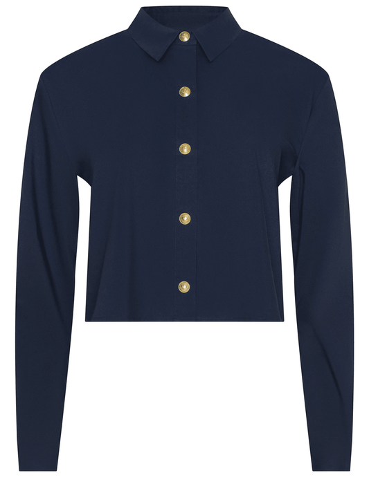 L'AGENCE Cosette Cropped High Low Blouse in Midnight