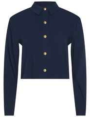 L'AGENCE Cosette Cropped High Low Blouse in Midnight