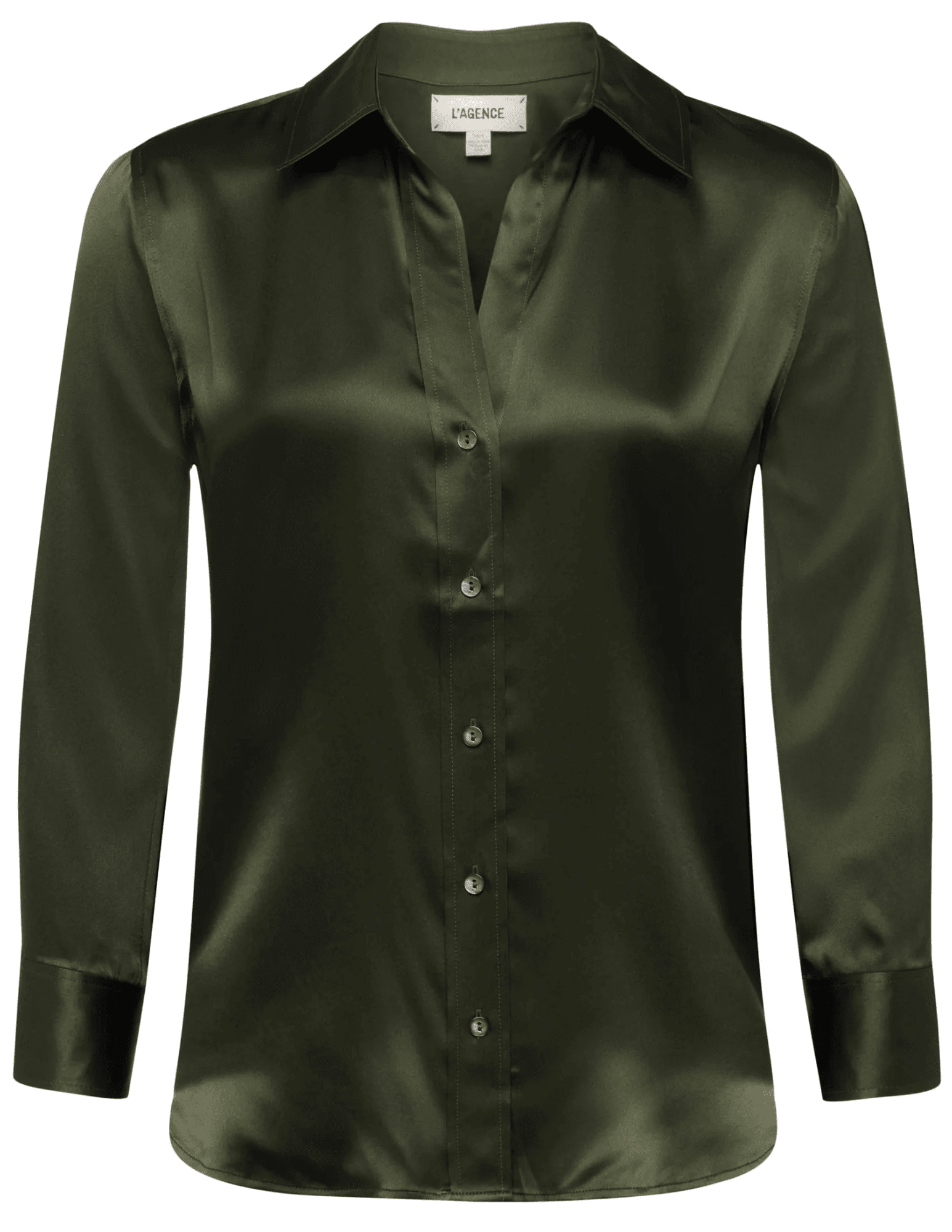 L'AGENCE Dani Three Quarter Sleeve Blouse in Deep Olive