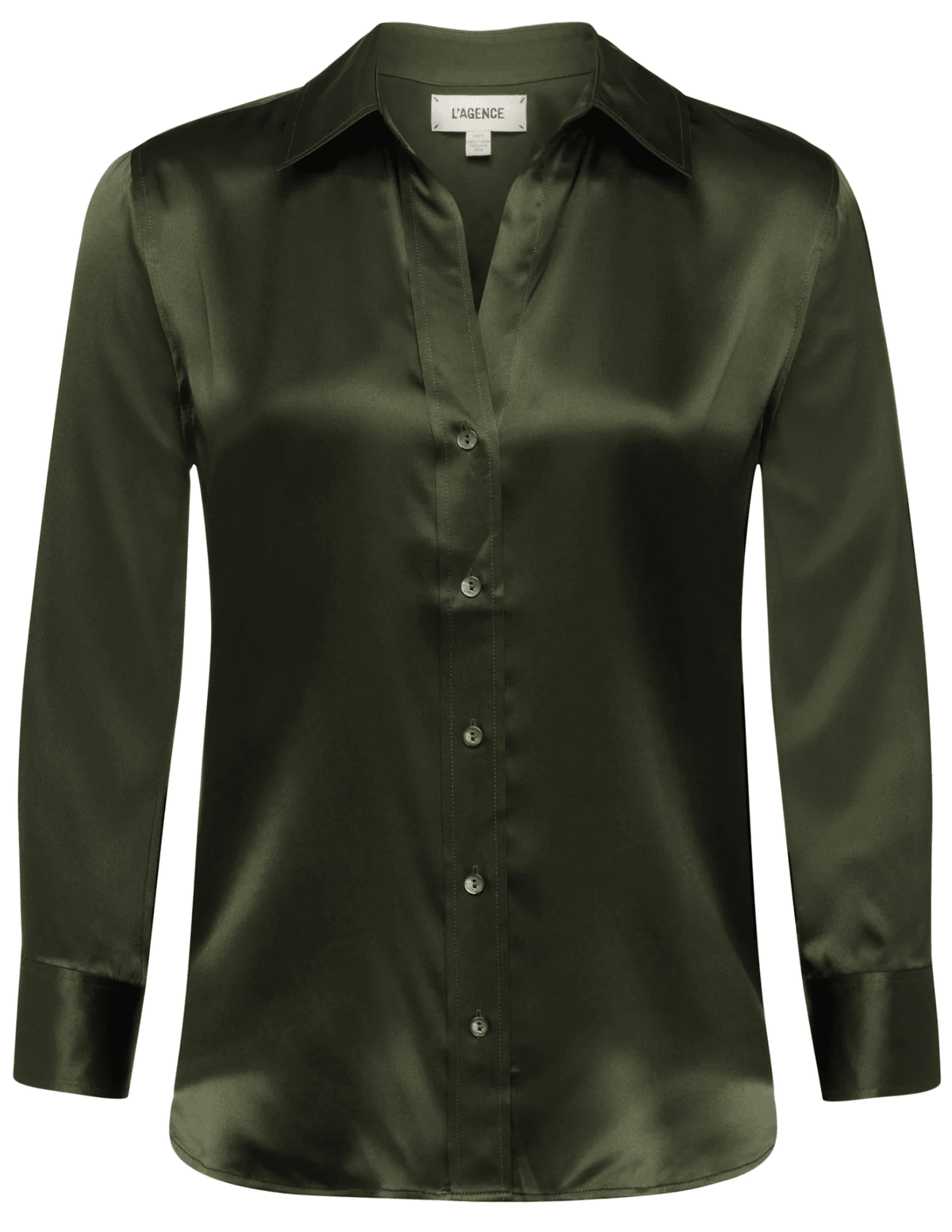 L'AGENCE Dani Three Quarter Sleeve Blouse in Deep Olive