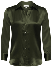L'AGENCE Dani Three Quarter Sleeve Blouse in Deep Olive