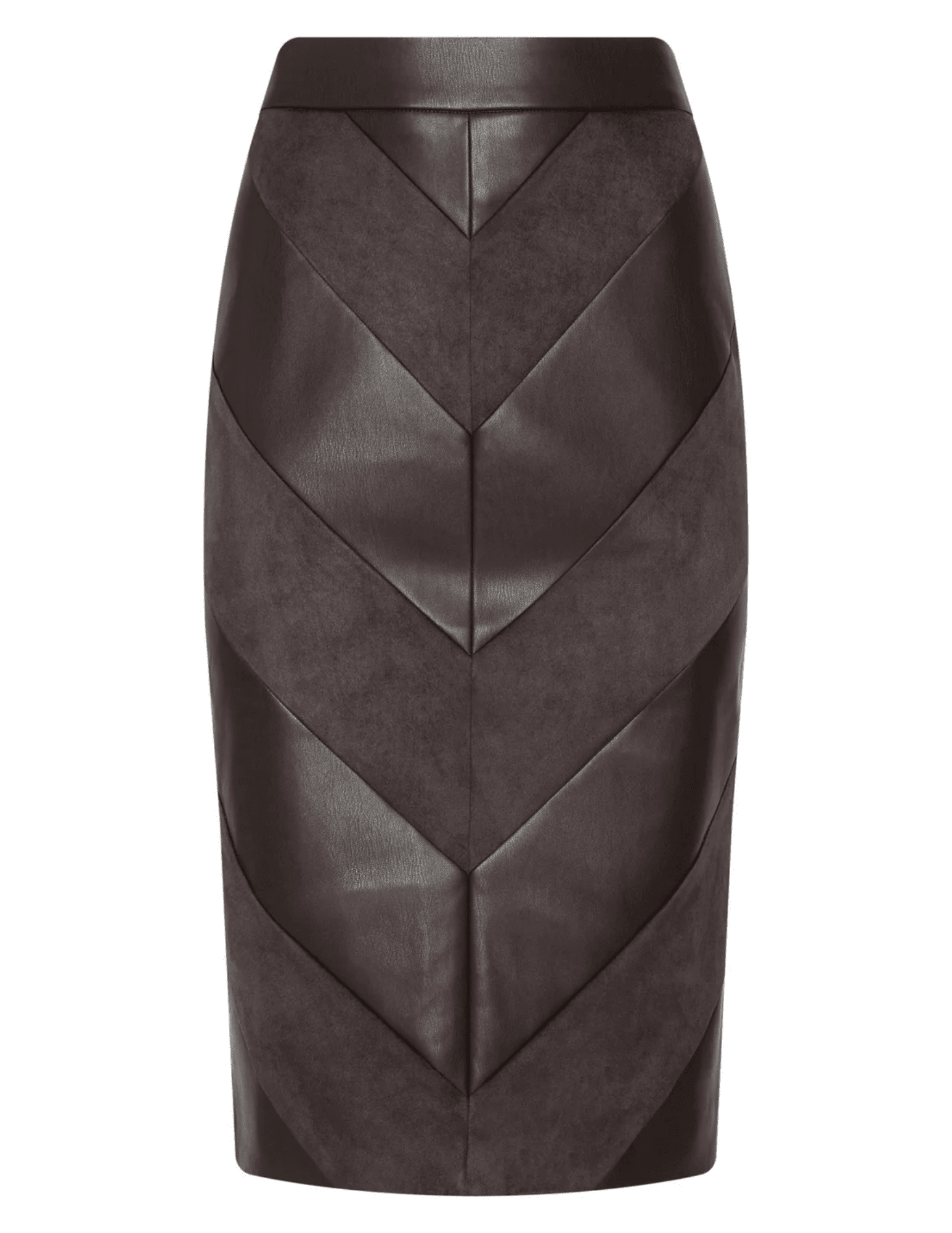 L’AGENCE Erma Patchwork Chevron Midi Skirt – Dark Brown