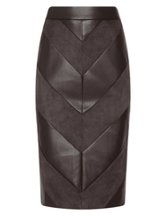 L’AGENCE Erma Patchwork Chevron Midi Skirt – Dark Brown