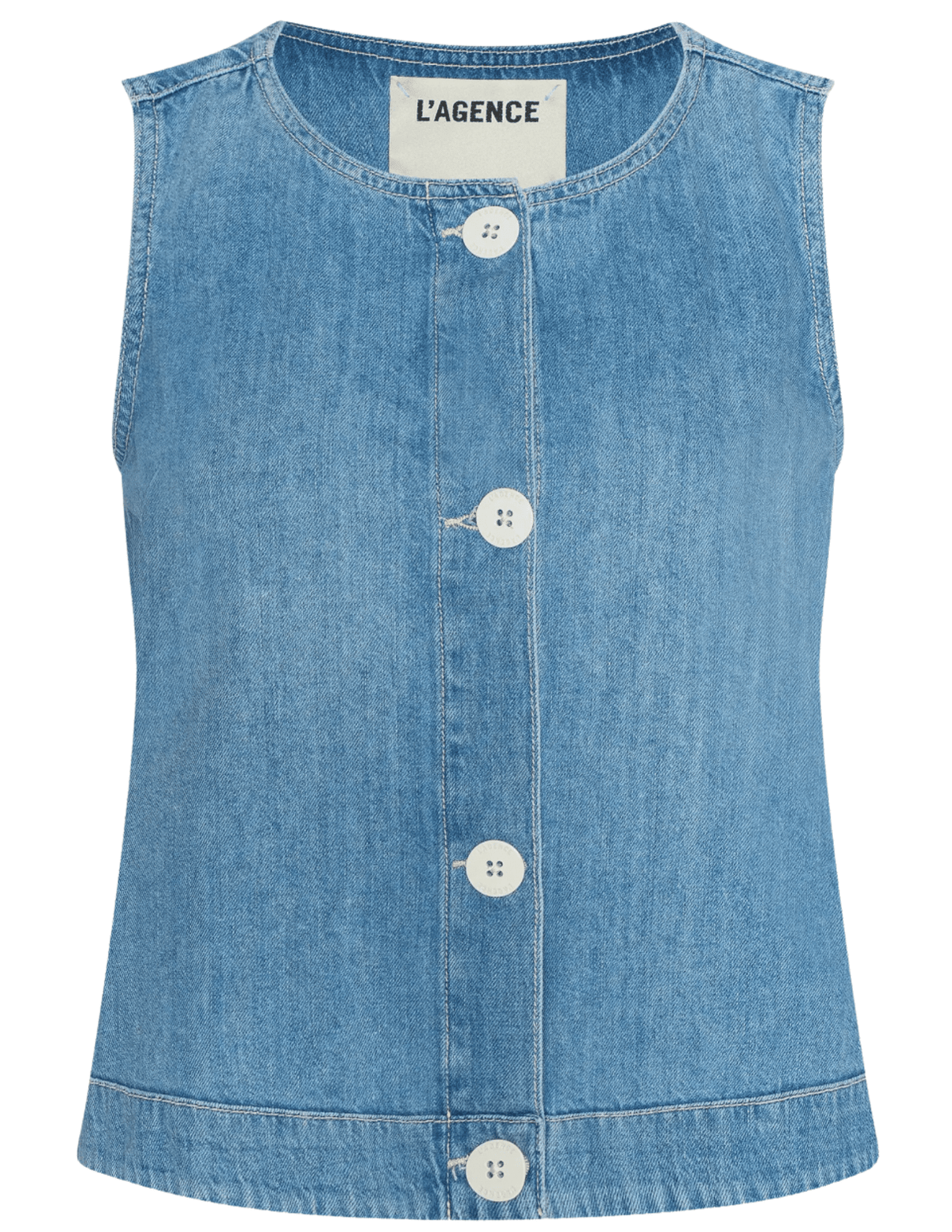 L'AGENCE Foster Sleeveless Denim Top in Seattle