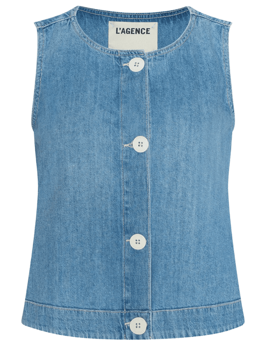 L'AGENCE Foster Sleeveless Denim Top in Seattle