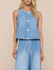 L'AGENCE Foster Sleeveless Denim Top in Seattle front