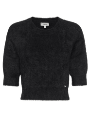 L'AGENCE Guinevere Short Sleeve Crop Sweater in Black
