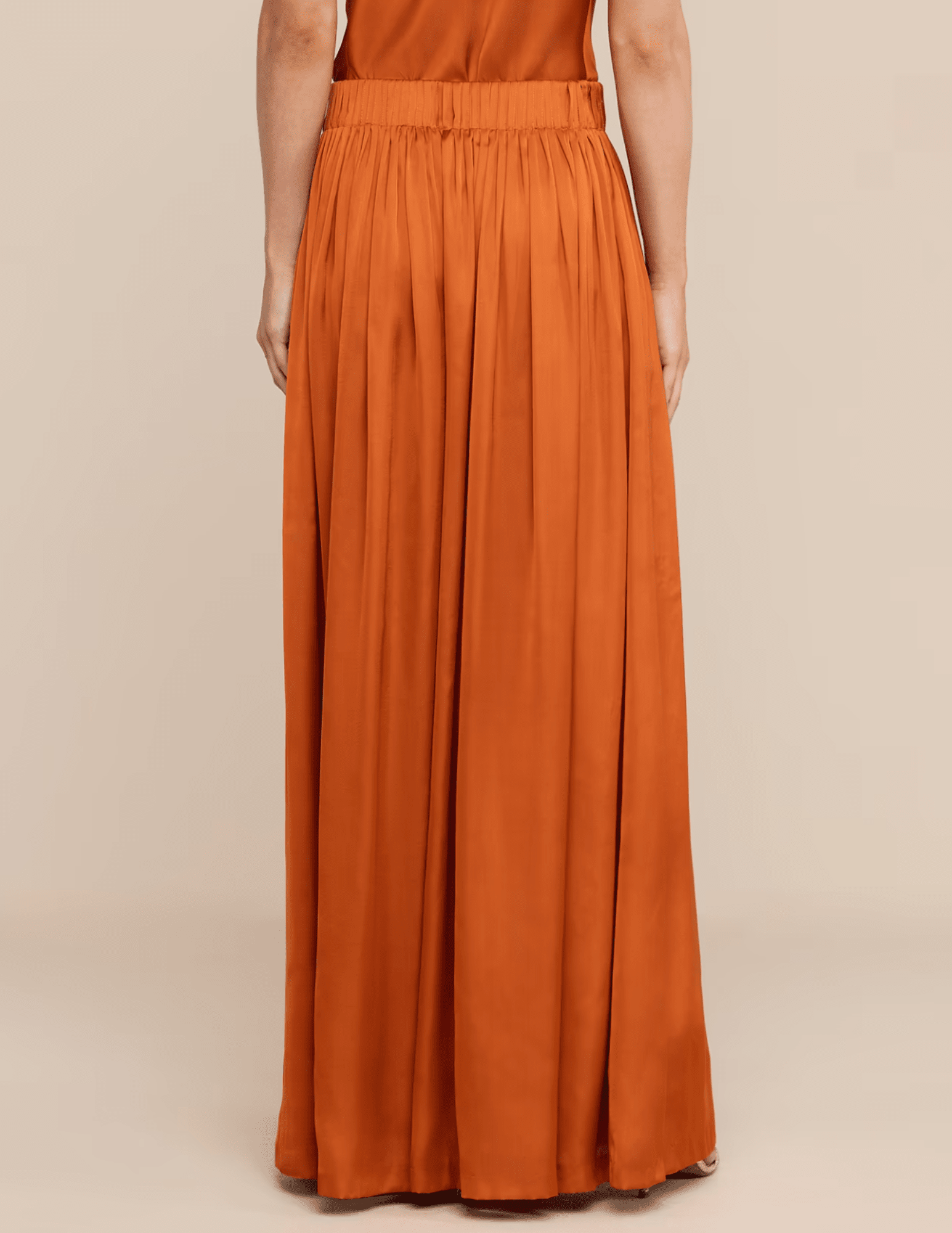 Back view L'AGENCE Haylo Wide Leg Satin Pant in Sienna 