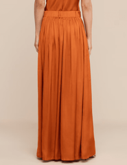 Back view L'AGENCE Haylo Wide Leg Satin Pant in Sienna 