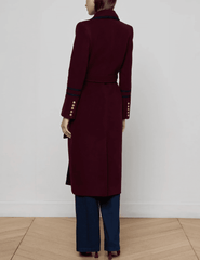 L’AGENCE Irene Military Long Coat in Dark Port back view