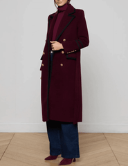 L’AGENCE Irene Military Long Coat in Dark Port side view
