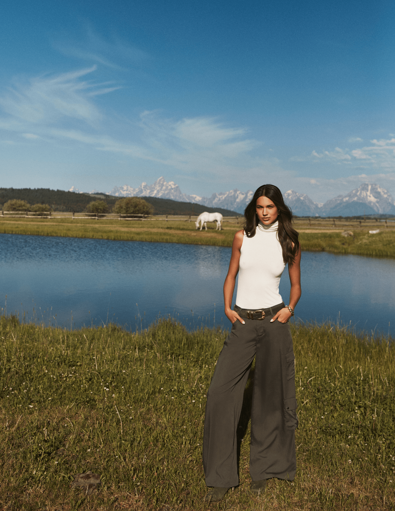 L'AGENCE Isolde Cargo Pants in Ash Olive