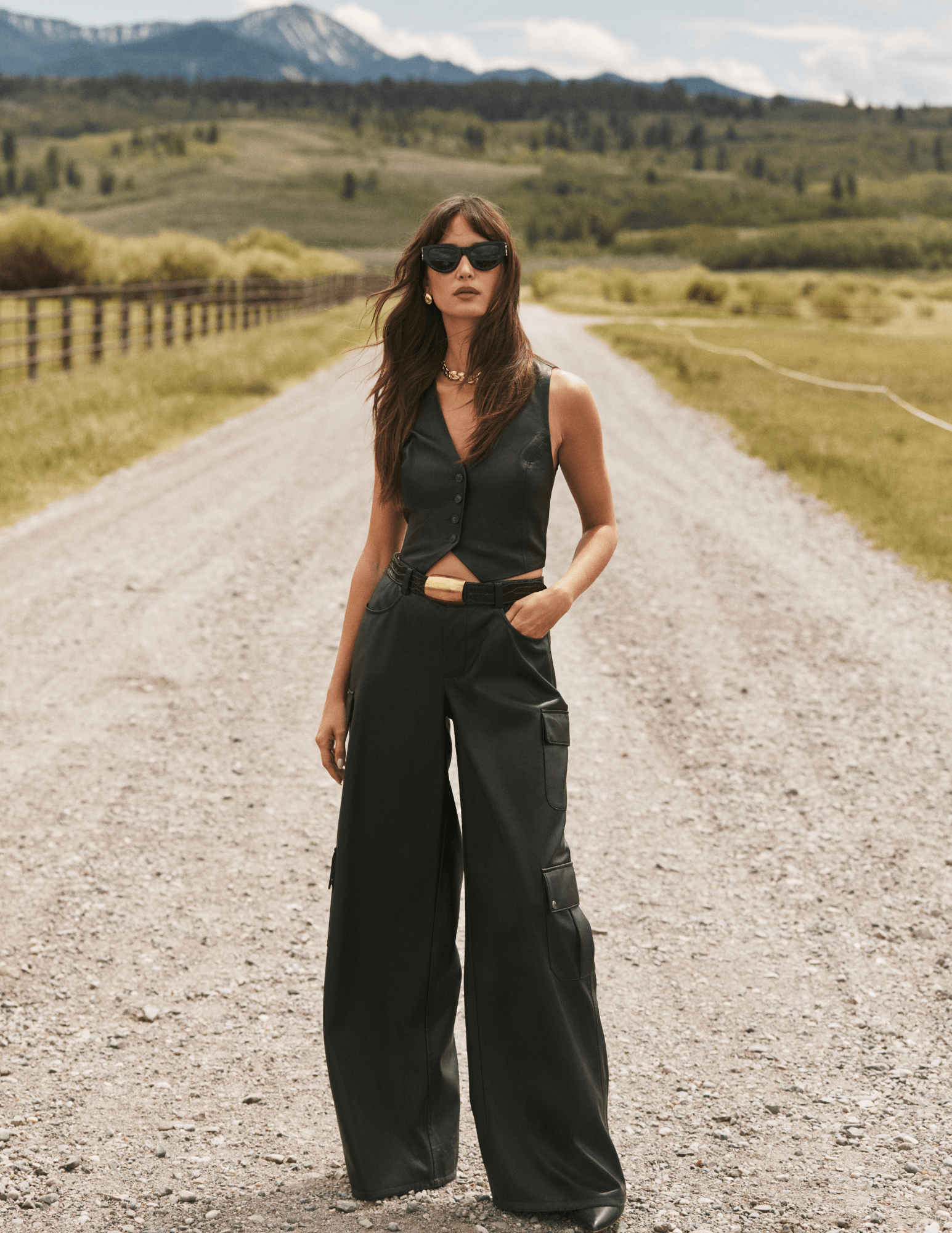 L'AGENCE Isolde Vegan Leather Cargo Pants