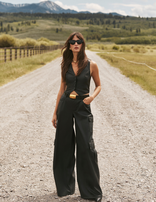 L'AGENCE Isolde Vegan Leather Cargo Pants