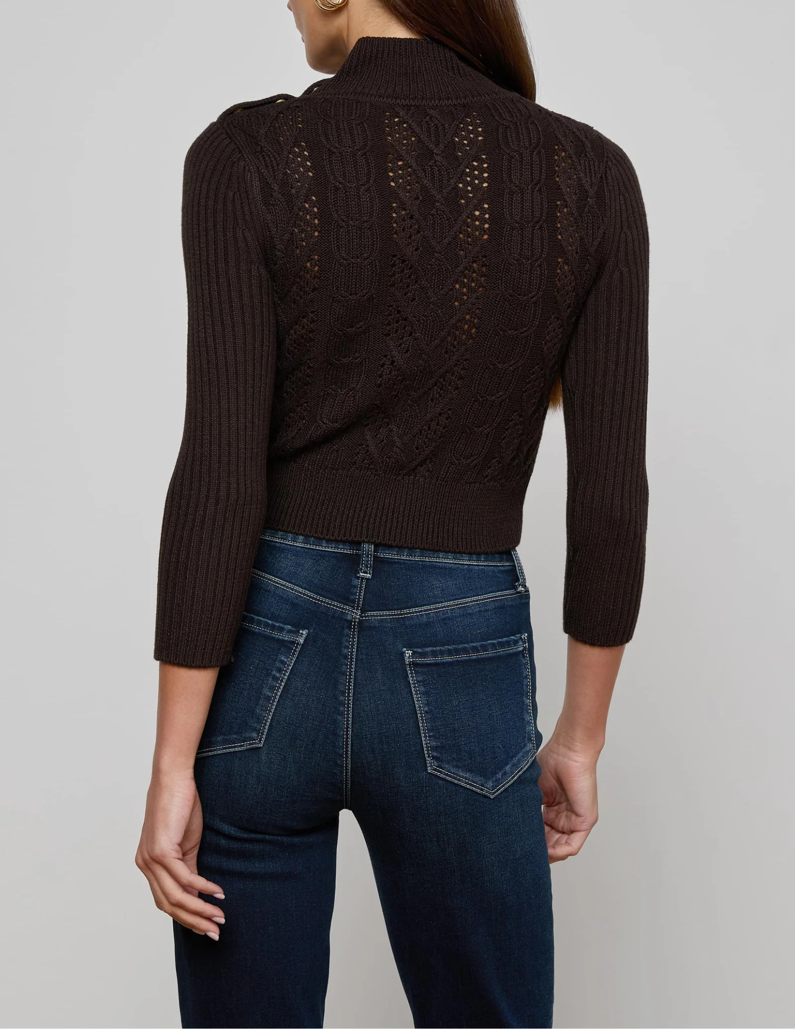 L'AGENCE Kamdyn Snap Button Mock Neck Sweater back