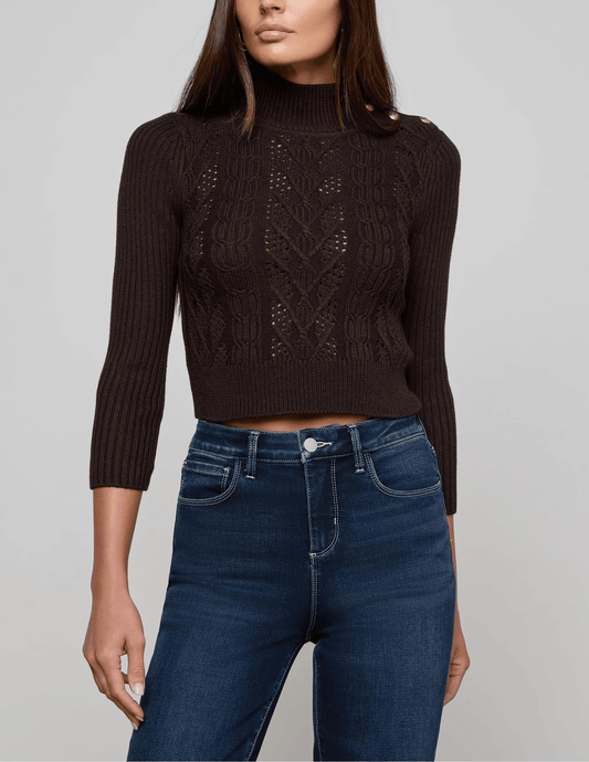 L'AGENCE Kamdyn Snap Button Mock Neck Sweater front