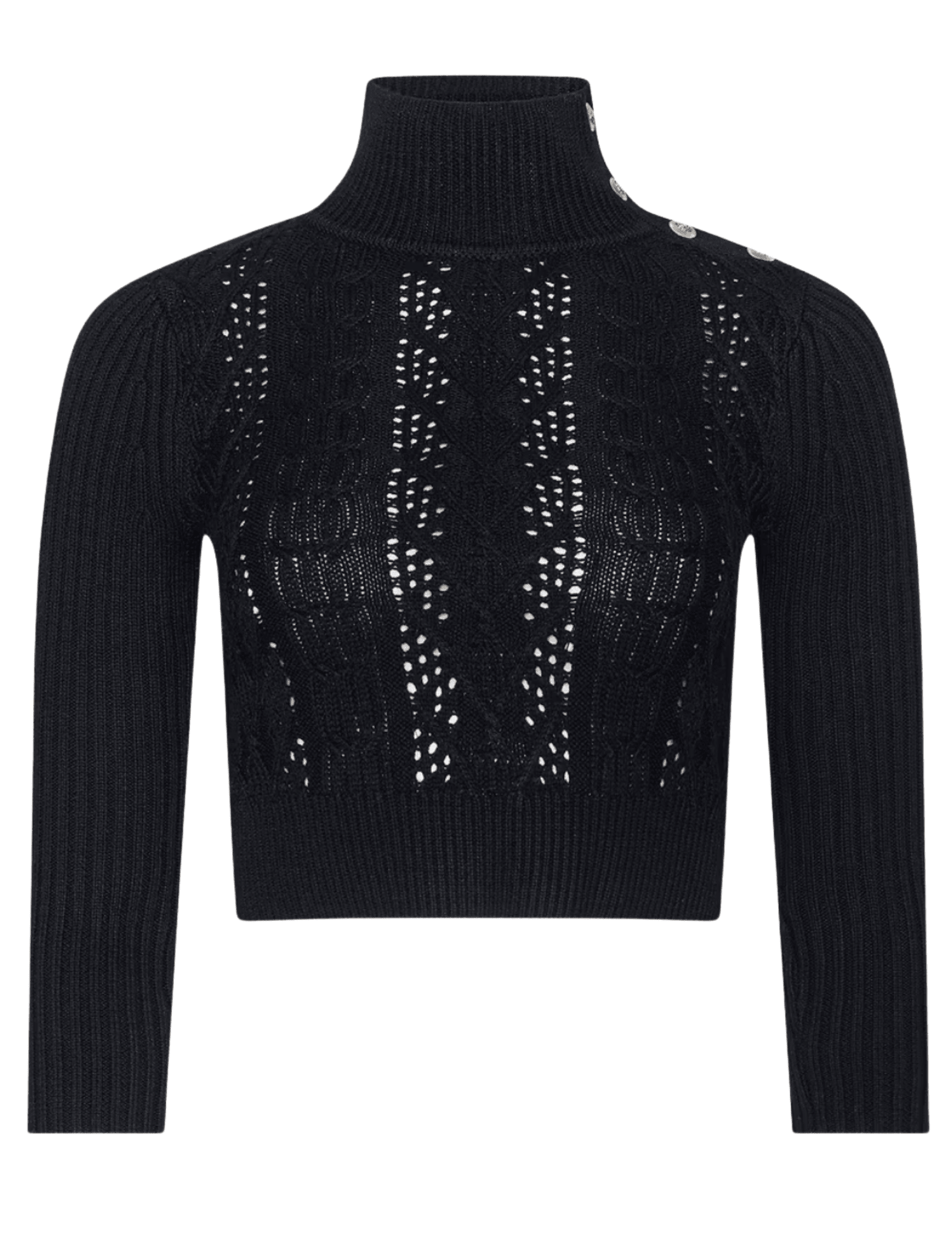 L'AGENCE Kamdyn Snap Button Mock Neck Sweater in Black