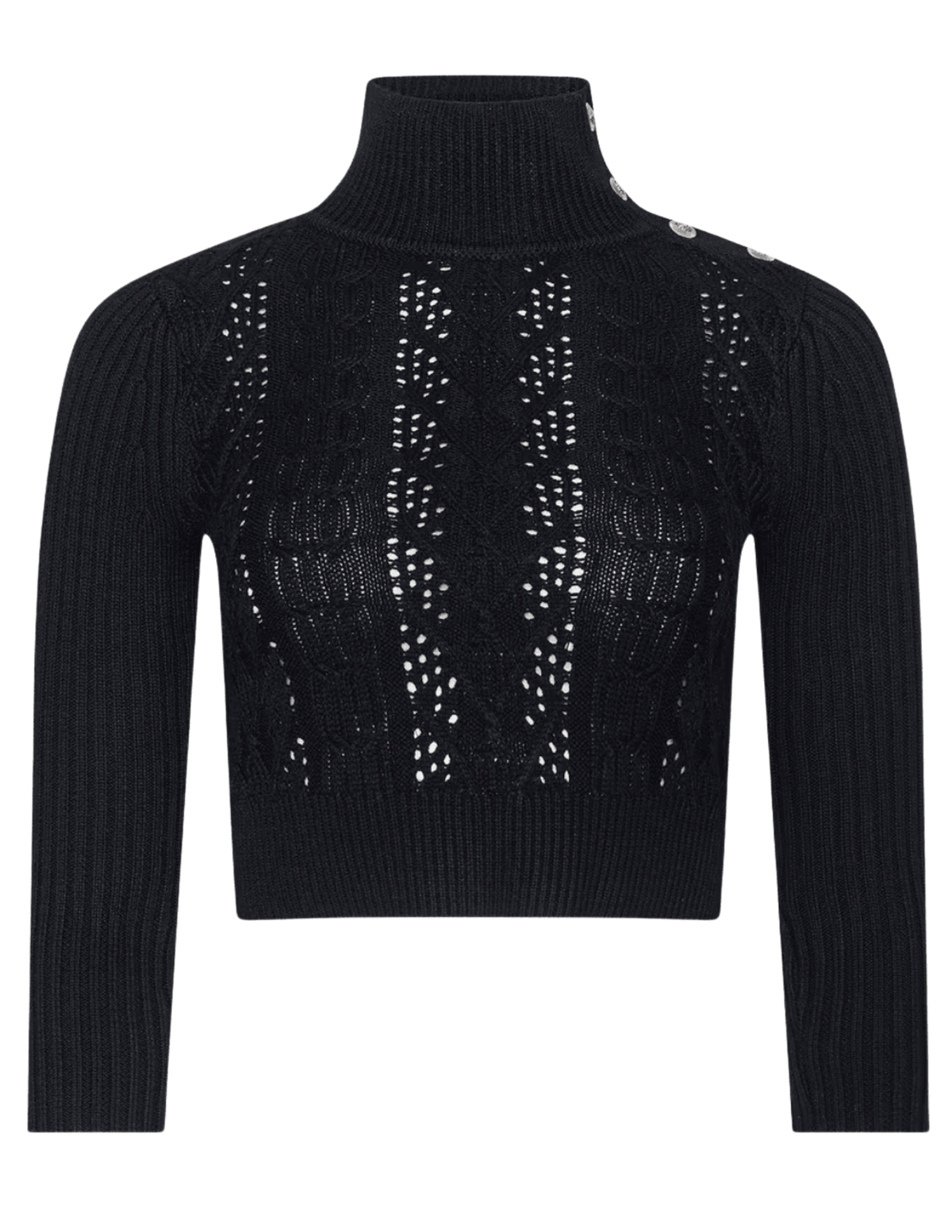 L'AGENCE Kamdyn Snap Button Mock Neck Sweater in Black