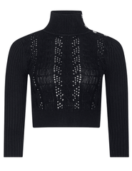 L'AGENCE Kamdyn Snap Button Mock Neck Sweater in Black