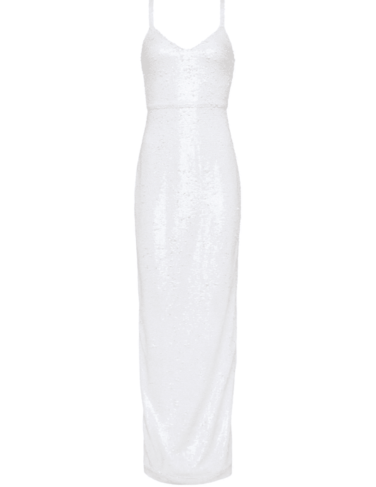 L'AGENCE Karma Sleeveless Sequin Maxi Dress in White