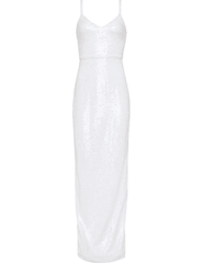 L'AGENCE Karma Sleeveless Sequin Maxi Dress in White