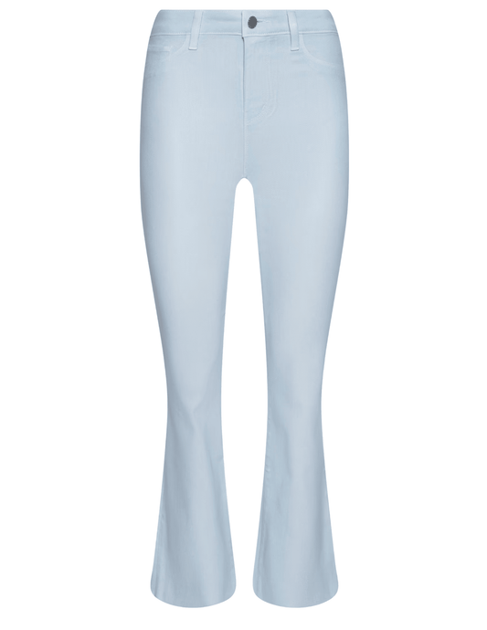 L'AGENCE Kendra High Rise Cropped Coated Jean in Pale Mist Blue Coated 