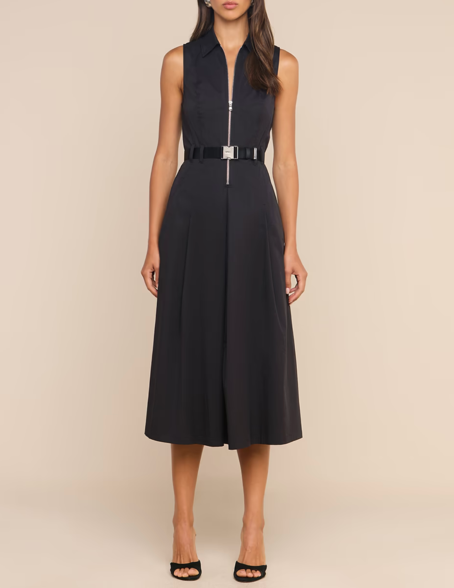 Front view of L'AGENCE Kolton Midi Dress in Black