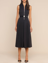 Front view of L'AGENCE Kolton Midi Dress in Black