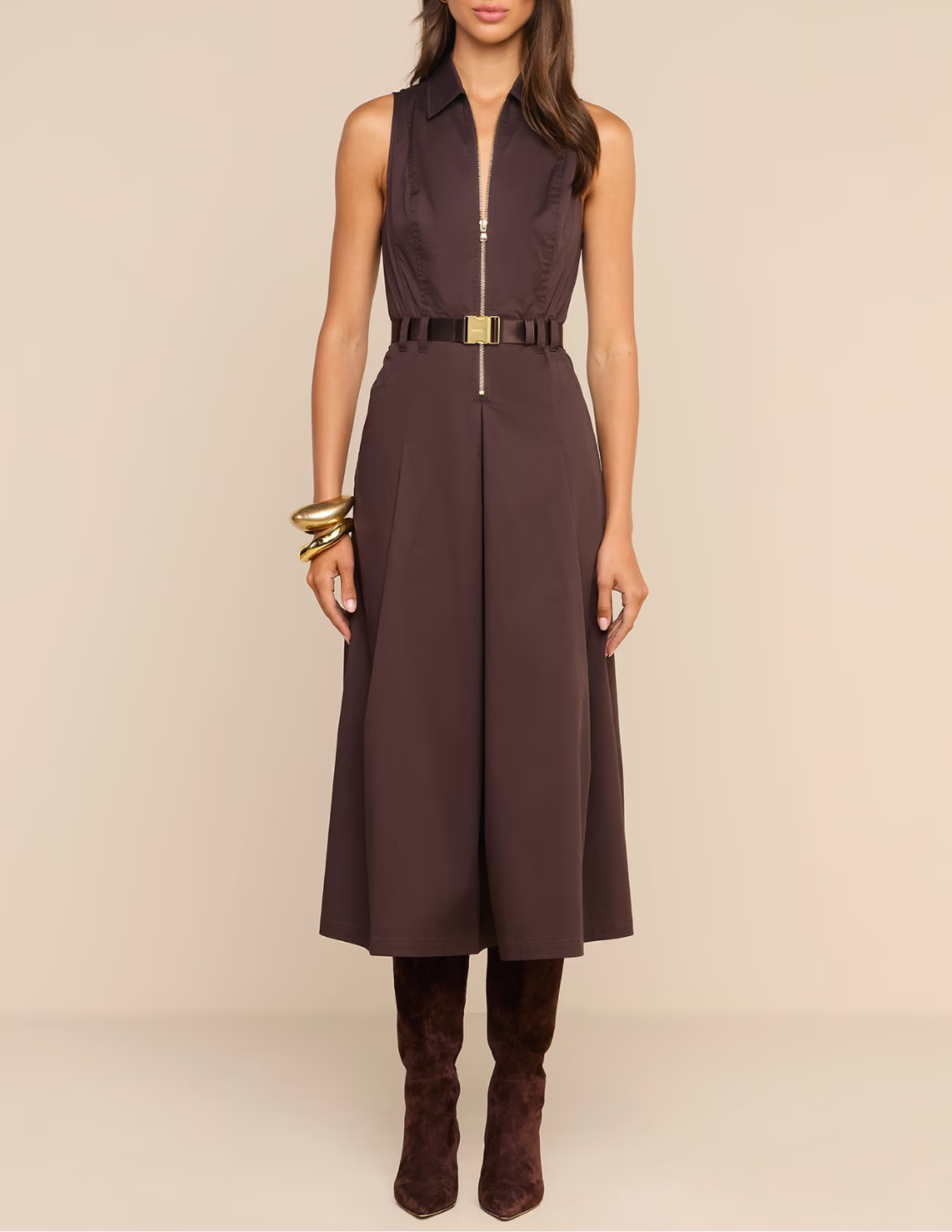 Front view of L'AGENCE Kolton Midi Dress in Dark Java