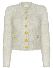 L'AGENCE L'Agence Una Knit Metallic Cardigan in Ivory Gold Multi