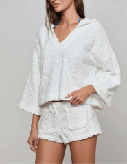 L’AGENCE Lee Terry Cropped Hooded Poncho side view
