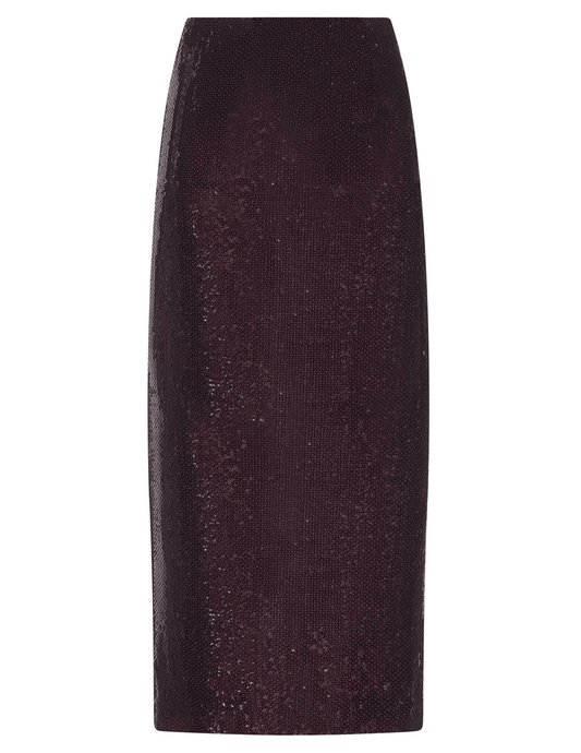 L’AGENCE Makena Sequin Pencil Skirt in Dark Espresso
