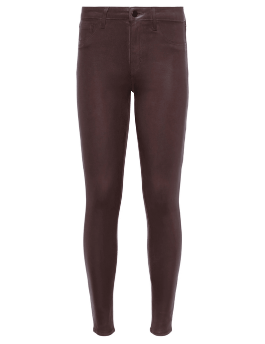 L’AGENCE Marguerite Coated High Rise Skinny Jean in Chocolate Coated.