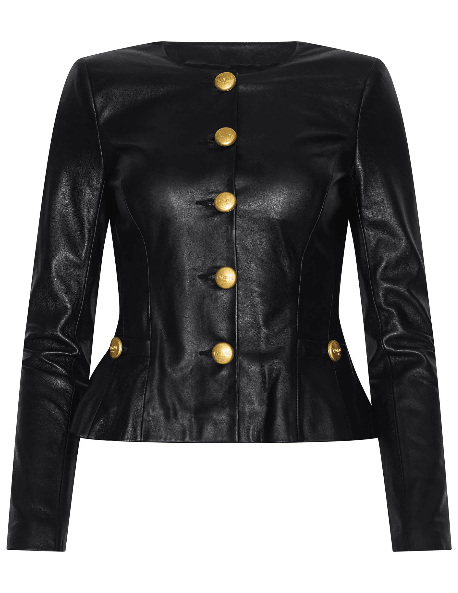 L'AGENCE Mariella Collarless Leather Blazer