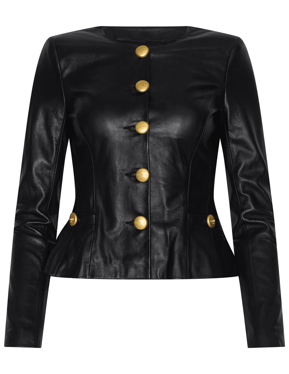 L'AGENCE Mariella Collarless Leather Blazer