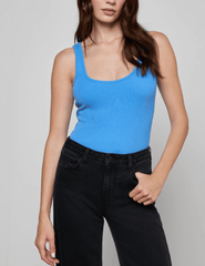 Front view ofL'AGENCE Nica Scoop Neck Bodysuit in Regatta Blue