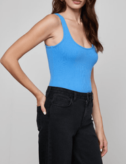 L'AGENCE Nica Scoop Neck Bodysuit in Regatta Blue SIDE VIEW