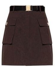 L'AGENCE Norene Windbreaker Mini Skirt in Dark Java