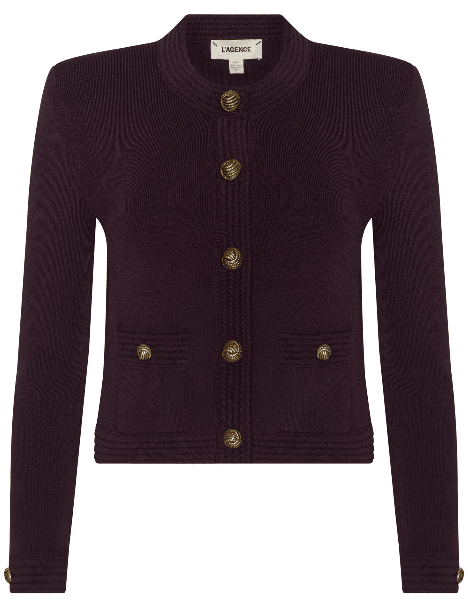 L’AGENCE Patsy Cropped Cardigan in Malbec Gold