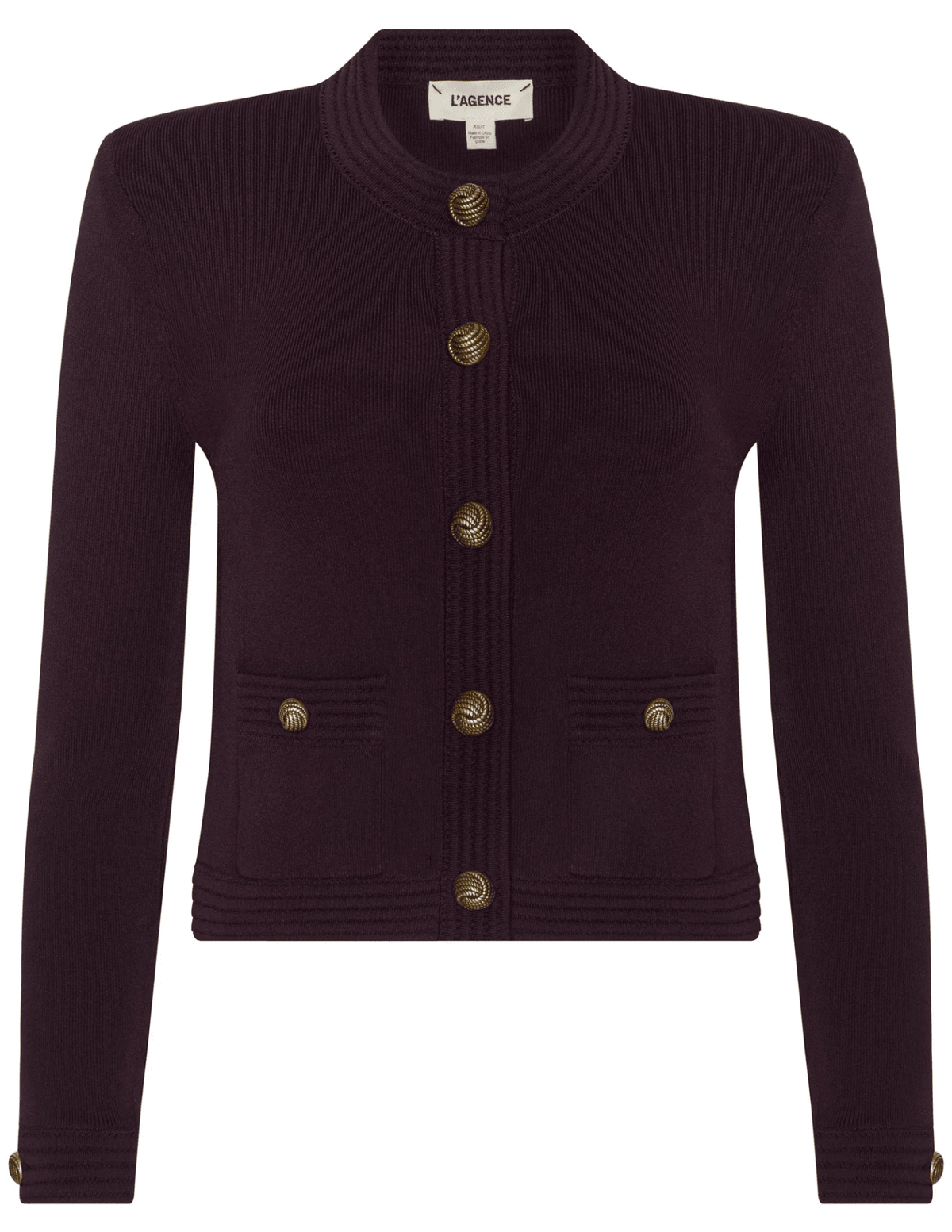 L’AGENCE Patsy Cropped Cardigan in Malbec Gold