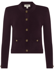 L’AGENCE Patsy Cropped Cardigan in Malbec Gold