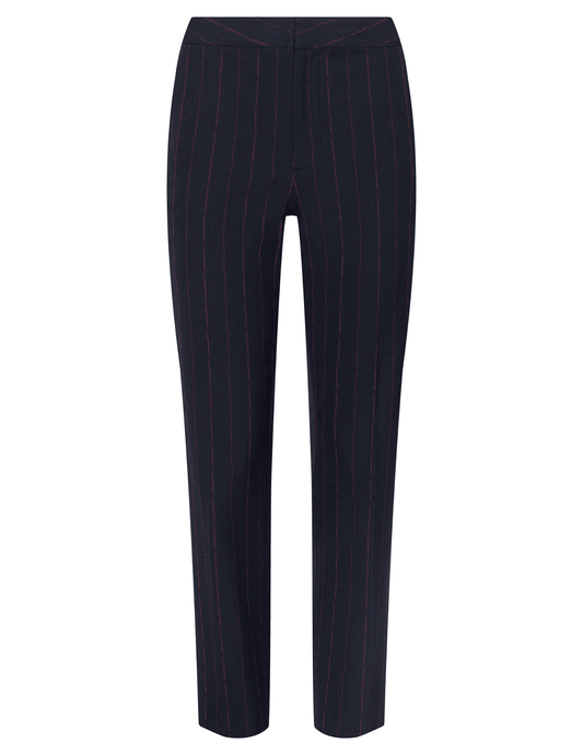 L’AGENCE Rebel Trouser – Midnight Burgundy Pinstripe