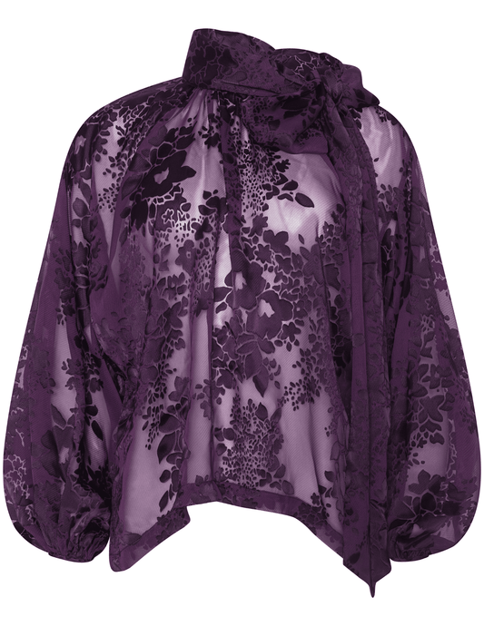 L'AGENCE Rhett Lace Oversized Blouse in Medium Violet