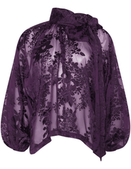 L'AGENCE Rhett Lace Oversized Blouse in Medium Violet