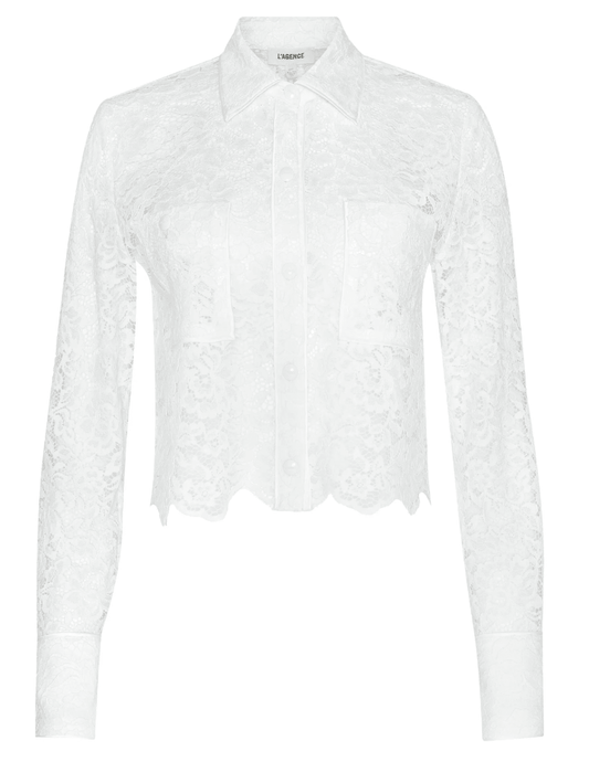 L'AGENCE Roelle Lace Blouse in Ivory