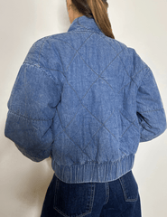 Back view of L’AGENCE Ryah Washed Denim Bomber Jacket
