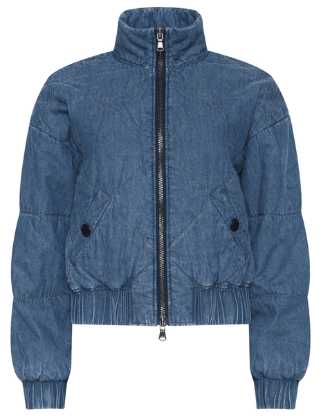 L'AGENCE Ryah Washed Denim Bomber Jacket | Steven Dann