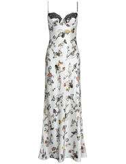 L'AGENCE Sayla Lace Cup Silk Maxi Dress in Ecru Lock Butterfly